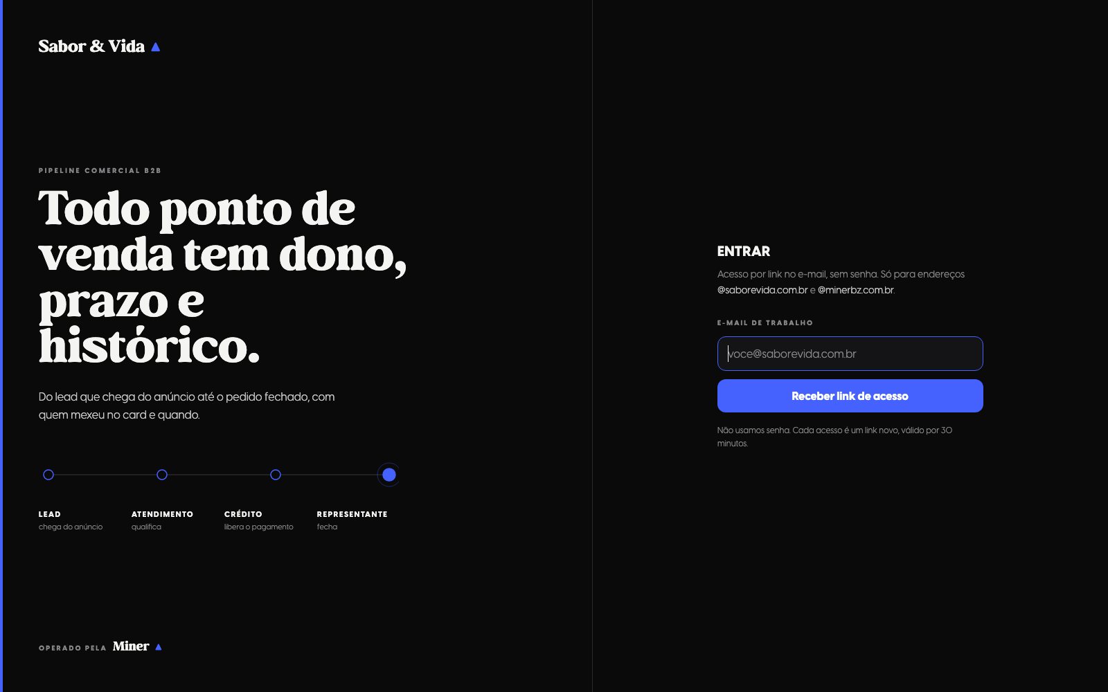 Entrada do portal comercial