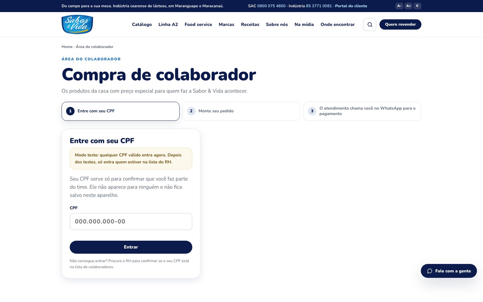 Área do colaborador