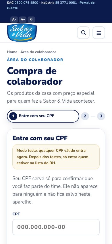 Compra de colaborador no celular